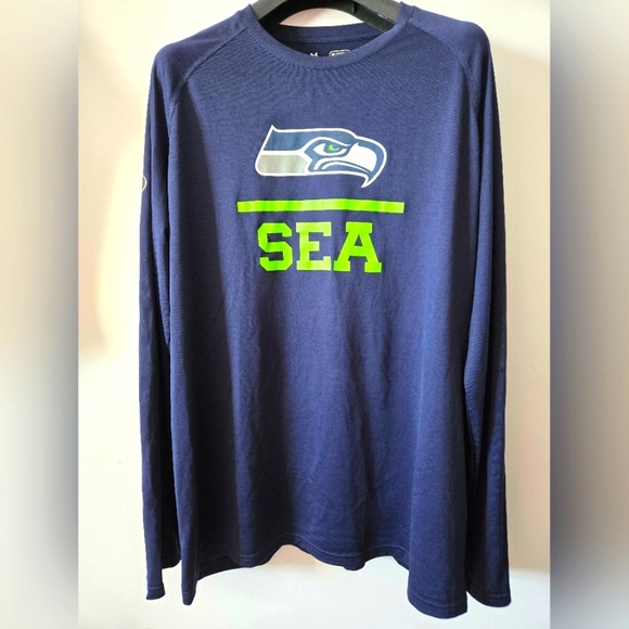 NFL Seattle Seahawks Navy Authentic Combine Long Sleeve Shirt.SIze 2XL - Picture 1 of 11